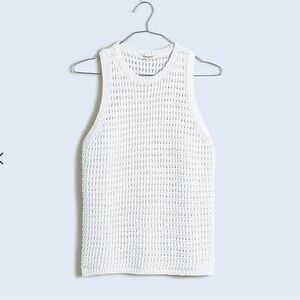 NWT Madewell Crochet-Knit Crewneck Sweater Tank ivory medium